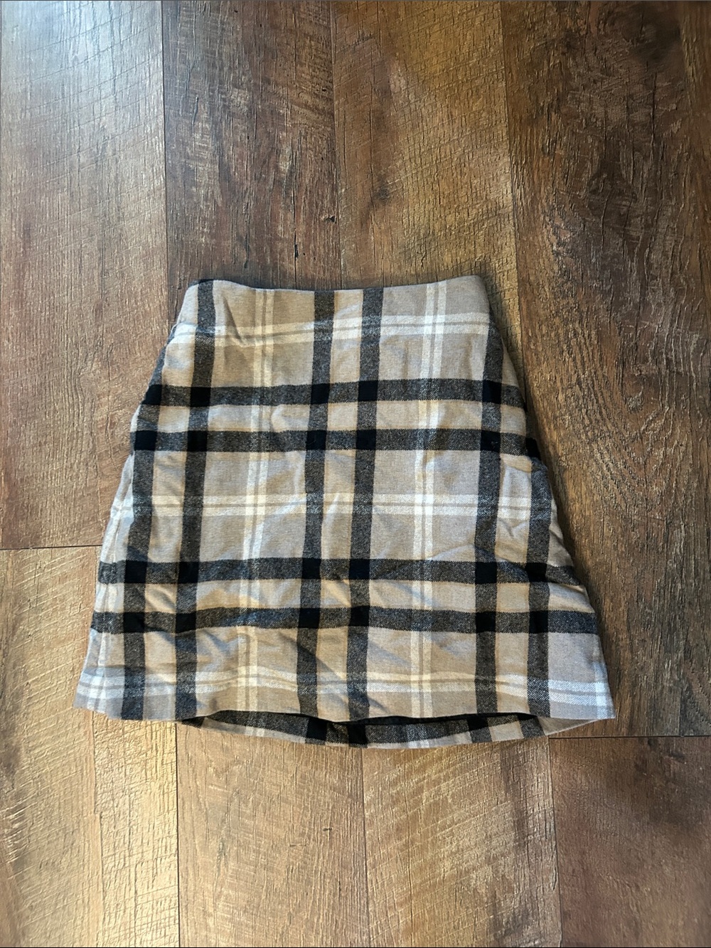 Wilfred Beige and Black Plaid Mini Skirt